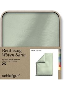 Bettbezug Schlafgut "Woven Satin", gr&uuml;n (gr&uuml;n light), L:200cm, Mako-Satin, Obermaterial: 100% Baumwolle, Bettbez&uuml;ge, Bettbezug, besonders dicht gewebt, Mix & Match: passender Kissenbezug erh&auml;ltlich