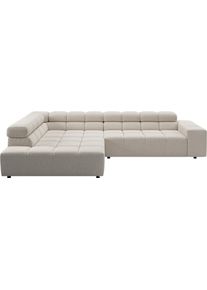 Ecksofa Home Affaire "Ancona, Ecksofa, incl. Kopfteilverstellung, Breite 319 cm, L-Form", nature, B:319cm H:70cm T:215cm, 100% Polyester, Sofas, Ecksofa, wahlweise elektrische Sitztiefenverstellung