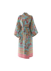 Bademantel Bassetti "Bassetti Kimono RAPALLO" Gr. SM, blau (tuerkis fuchsia), S/M, Obermaterial: 100% Baumwolle CO., Hausm&auml;ntel, Bademantel, aus reiner Baumwolle