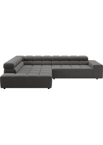 Ecksofa Home Affaire "Ancona, Ecksofa, incl. Kopfteilverstellung, Breite 319 cm, L-Form", anthrazit, B:319cm H:70cm T:215cm, 100% Polyester, Sofas, Ecksofa, wahlweise elektrische Sitztiefenverstellung