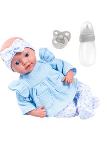 Babypuppe BAYER "Reborn 38 cm blau", blau, Puppen, Baby, Babypuppe, sieht aus wie ein echtes Baby