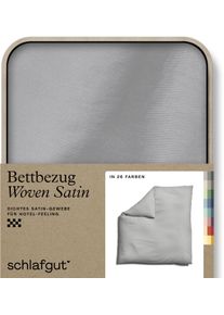 Bettbezug Schlafgut "Woven Satin", grau (grau light), B:200cm L:200cm, Mako-Satin, Obermaterial: 100% Baumwolle, Bettbez&uuml;ge, Bettbezug, besonders dicht gewebt, Mix & Match: passender Kissenbezug erh&auml;ltlich