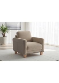 Sit & More Sessel SIT & MORE "Concept", beige (taupe), B:89cm H:84cm T:90cm, 100% Polyester, Sessel, Sessel, mit R&uuml;ckenkissen