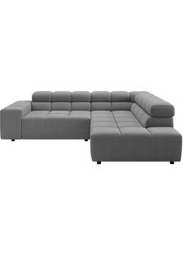 Ecksofa Home Affaire "Ancona, Ecksofa, incl. Kopfteilverstellung, Breite 249 cm, L-Form", grau (platin), B:249cm H:70cm T:215cm, 100% Polyester, Sofas, Ecksofa, wahlweise elektrische Sitztiefenverstellung