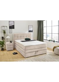 Jockenh&ouml;fer Boxspringbett JOCKENH&Ouml;FER GRUPPE "Amy", beige (beige 426, 07), L:217cm, Bezug Bett: Cordstoff (100% Polyester);Topper und Matratzenspiegel: 100% Polyester, Komplettbetten, Boxspringbett, mit Bettkasten & Kaltschaum-Topper, erh&auml;ltlich in 120, 140,180 & 200cm
