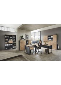 Eckschreibtisch Innostyle, braun (artisan eiche, schwarz, artisan eiche), B:170cm H:77cm T:170cm, Tische, Eckschreibtisch