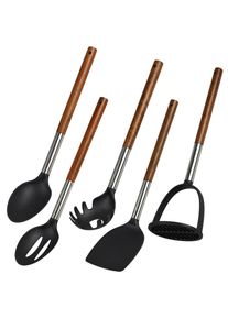 Kochbesteck-Set Kesper "K&uuml;chenhelfer", braun (natur), Holzwerkstoff, Kunststoff, Metall, Kochbesteck-Sets, Kochbesteck-Set, aus FSC-zertifiziertem Akazienholz/Edelstahl/Kunststoff