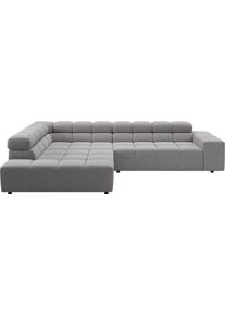 Ecksofa Home Affaire "Ancona, Ecksofa, incl. Kopfteilverstellung, Breite 319 cm, L-Form", elephant, B:319cm H:70cm T:215cm, 100% Polyester, Sofas, Ecksofa, wahlweise elektrische Sitztiefenverstellung