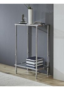 Konsolentisch HAKU "Beistelltisch", transparent (silber, silber, silber), B:50cm H:75cm T:25cm, Tische, Konsolentisch, rechteckig - aus Metall Silber B/T/H 50/25/75 cm