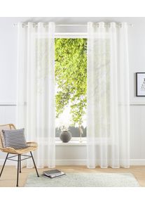 Gardine OTTO HOME "XANA" Gr. 4, beige (creme), B:145cm H:245cm, Voile, Polyester, Gardinen, Gardine, Bestseller, einfarbig, 1 bzw. 2er Set, pflegeleicht, Bestseller