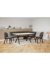 Eckbankgruppe OTTO HOME "Aretha Essecke, Sitzgruppe, Eckbank, K&uuml;chenbank", schwarz (jet schwarz, schwarz), B:215cm H:87cm T:150cm, 90% PES, 5% Nylon, 5% Rayon, Sitzm&ouml;bel-Sets, Eckbankgruppe, Esszimmer Sitzgruppe, Tisch, St&uuml;hle und Bank gepolstert, Nosagfederung