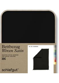 Bettbezug Schlafgut "Woven Satin", schwarz (off, schwarz), L:200cm, Mako-Satin, Obermaterial: 100% Baumwolle, Bettbez&uuml;ge, Bettbezug, besonders dicht gewebt, Mix & Match: passender Kissenbezug erh&auml;ltlich
