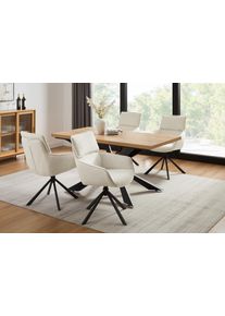 Essgruppe OTTO HOME "Cusey, besteht aus einem Esstisch und vier St&uuml;hlen", beige, Sitzm&ouml;bel-Sets, Essgruppe, kratzfester Tisch in Holzoptik, drehbare St&uuml;hlen, atmungsaktivem Stoff