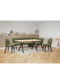 Eckbankgruppe OTTO HOME "Aretha Essecke, Sitzgruppe, Eckbank, K&uuml;chenbank", gr&uuml;n (mayfly, schwarz), B:215cm H:87cm T:150cm, 90% PES, 5% Nylon, 5% Rayon, Sitzm&ouml;bel-Sets, Eckbankgruppe, Esszimmer Sitzgruppe, Tisch, St&uuml;hle und Bank gepolstert, Nosagfederung