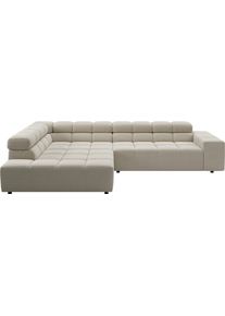 Ecksofa Home Affaire "Ancona, Ecksofa, incl. Kopfteilverstellung, Breite 319 cm, L-Form", nature, B:319cm H:70cm T:215cm, 88% Polyester, 12% Polyacryl, Sofas, Ecksofa, wahlweise elektrische Sitztiefenverstellung