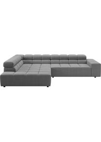 Ecksofa Home Affaire "Ancona, Ecksofa, incl. Kopfteilverstellung, Breite 319 cm, L-Form", platin, B:319cm H:70cm T:215cm, 100% Polyester, Sofas, Ecksofa, wahlweise elektrische Sitztiefenverstellung