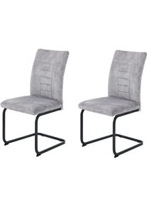 Freischwinger Hela "GELA", vintage silber, schwarz, vintage silber, B:49cm H:98cm T:61cm, Metall, Polyester, Stoff, St&uuml;hle, Freischwinger, Freischwinger XL, Wellenfederung, Komfortsitz, Vintage Optik