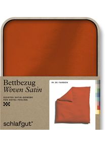 Bettbezug Schlafgut "Woven Satin", rot (rot mid), B:200cm L:200cm, Mako-Satin, Obermaterial: 100% Baumwolle, Bettbez&uuml;ge, Bettbezug, besonders dicht gewebt, Mix & Match: passender Kissenbezug erh&auml;ltlich