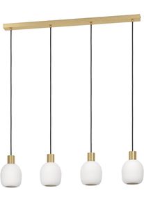 Eglo H&auml;ngeleuchte "MANZANARES Pendellampe, Stahl und Glas, E27, Esstischlampe, Lampe", gold (messingfarben, goldfarben), H: 110cm, 1 Stk., Leuchten, H&auml;ngelampe, L97 x B14,5 x H110 cm, messing-geb&uuml;rstet, gold, 4X40W exkl, H&auml;ngeleuchte