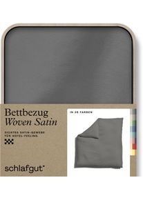 Bettbezug Schlafgut "Woven Satin", grau (grau mid), B:200cm L:200cm, Mako-Satin, Obermaterial: 100% Baumwolle, Bettbez&uuml;ge, Bettbezug, besonders dicht gewebt, Mix & Match: passender Kissenbezug erh&auml;ltlich