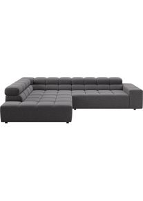 Ecksofa Home Affaire "Ancona, Ecksofa, incl. Kopfteilverstellung, Breite 319 cm, L-Form", stone, B:319cm H:70cm T:215cm, 100% Polyester, Sofas, Ecksofa, wahlweise elektrische Sitztiefenverstellung