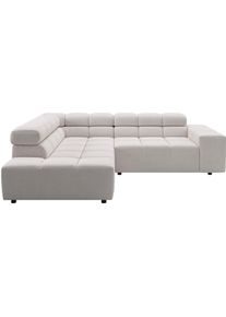 Ecksofa Home Affaire "Ancona, Ecksofa, incl. Kopfteilverstellung, Breite 249 cm, L-Form", beige (wei&szlig;), B:249cm H:70cm T:215cm, 100% Polyester, Sofas, Ecksofa, wahlweise elektrische Sitztiefenverstellung