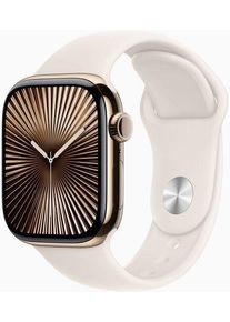 Apple Watch Series 10 Titanio 42 mm (2024) | GPS + Cellular | Oro | Cinturino Sport S/M | Galassia