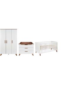 Jimmylee Babyzimmer, Wei&szlig;, Holzwerkstoff, 3-teilig, 3 F&auml;cher, 3 Schublade(n) Schubladen, Made in Germany, zum Juniorbett umbaubar, Aufbauanleitung im Karton, Lattenrost inklusive, Schlupfsprossen, Babym&ouml;bel & Kinderm&ouml;bel, Babyzimmer, Babyzimmer-Serien
