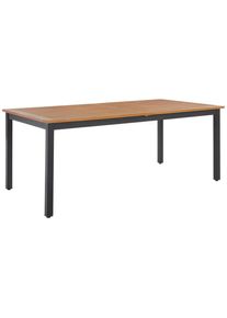 Ambia Garden Gartentisch, Schwarz, Teakfarben, Holz, Metall, Eukalyptusholz, vollmassiv, rechteckig, eckig, 100x75x180-240 cm, ausziehbar, Holzm&ouml;bel, Holztische, Gartentische Holz