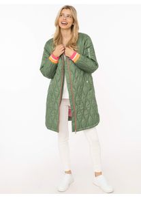 Kurzmantel Zwillingsherz "&bdquo;Shine Hope Smile&ldquo;", Damen, Gr. S, gr&uuml;n, Steppware, Obermaterial: 100% Polyester, M&auml;ntel Kurzmantel, farbig gestreifte B&uuml;ndchen, Herzfutter, Rei&szlig;verschluss, Taschen