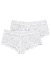 Hipster Nina von C. "2er Pack Damen Hipster Millefleurs", Damen, Gr. 46, wei&szlig;, Obermaterial: 52% Viskose CV. 40% Modal CMD. 8% Elasthan EL., Unterhosen Hipster