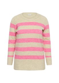 Strickpullover KAFFE CURVE "Damen Strickpullover KCniela", Damen, Gr. S, feather gray mel, pink melange, Obermaterial: 60% Polyester Pol. recyc.. 12% Polyacryl PAN. 10% Nylon NY. 9% Polyester PES. 6% Wolle mw., Pullover Strickpullover