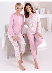 Schlafanzug Ascafa, Damen, Gr. 52/54, ros&eacute;, bedruckt, 100% Baumwolle, Homewear-Sets Schlafanzug