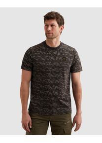 Kurzarmshirt PME LEGEND "T-shirt RH slub jersey alloverprint", Herren, Gr. L, obsidian, Jersey, Obermaterial: 100% Baumwolle, gemustert, gerade h&uuml;ftbedeckend, Rundhals, abgesteppte Kante, Shirts Kurzarmshirt, gemustert, mit Logo-Badge