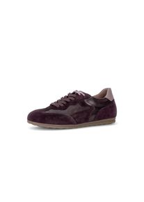 Sneaker Gabor, Damen, Gr. 42, dunkellila, metallicfarben, Glattleder, Veloursleder, Schuhe Sneaker, Schn&uuml;rschuh, Halbschuh mit modischen Kontrastbes&auml;tzen, G-Weite