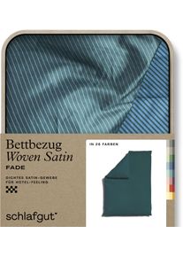 Bettbezug Schlafgut "Premium Bettbezug Woven Fade Satin (1 St)", bunt (petrol deep, gr&uuml;n deep), B:155cm L:220cm, Mako-Satin, Obermaterial: 100% Baumwolle, Bettbez&uuml;ge, Bettbezug, Ton-in-Ton Rei&szlig;verschluss, Fadendichte von 300tc, Streifen, OEKO Tex