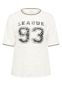 Longtop Kaffe CURVE "T-shirt KCbella", Damen, Gr. XL, wei&szlig; (chalk), Obermaterial: 90% Polyamid PA. 10% Elasthan EL., Tops Longtop