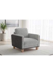 Sit & More Sessel SIT & MORE "Concept", beige (silber), B:89cm H:84cm T:90cm, 100% Polyester, Sessel, Sessel, mit R&uuml;ckenkissen