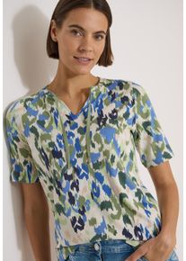 Kurzarmshirt Cecil, Damen, Gr. XL (44), cashmere beige, Jersey, Obermaterial: 50% Baumwolle, 50% Modal, gemustert, normal h&uuml;ftbedeckend, Rundhals, abgesteppte Kante, Shirts Kurzarmshirt, Sommershirt im Tunika-Look mit grafischem Muster, Topseller