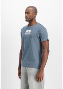 T-Shirt Alpha Industries "Satin Logo T-Shirt", Herren, Gr. M, blau (denim blau), Obermaterial: 100% Baumwolle, Shirts T-Shirt