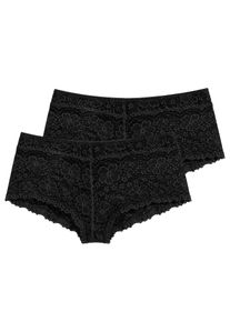 Hipster Nina von C. "2er Pack Damen Hipster Millefleurs", Damen, Gr. 46, schwarz, Obermaterial: 52% Viskose CV. 40% Modal CMD. 8% Elasthan EL., Unterhosen Hipster