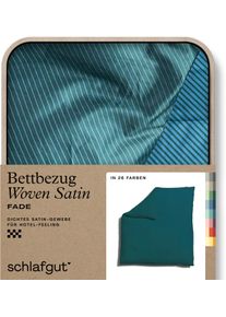 Bettbezug Schlafgut "Premium Bettbezug Woven Fade Satin (1 St)", bunt (petrol deep, gr&uuml;n deep), B:200cm L:200cm, Mako-Satin, Obermaterial: 100% Baumwolle, Bettbez&uuml;ge, Bettbezug, Ton-in-Ton Rei&szlig;verschluss, Fadendichte von 300tc, Streifen, OEKO Tex