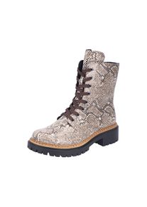 Schn&uuml;rboots Rieker, Damen, Gr. 42, beige (beige, kombiniert), Lederimitat, Schuhe Schn&uuml;rboots, Schn&uuml;rstiefelette, Profilsohle, in veganer Verarbeitung