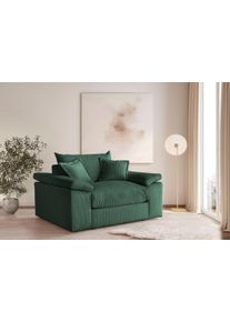 XXL-Sessel OTTO HOME "Soft&Cosy, B: 151 cm - OTTO. Verl&auml;ssliche Qualit&auml;t.", gr&uuml;n (dunkelgr&uuml;n), B:151cm H:93cm T:123cm, 100% Polyester, Sessel, XXL-Sessel, Mega-Sessel, Cord oder Chenille-Struktur,mit 2 Zierkissen