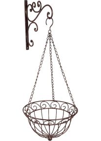 Blumenampel OTTO HOME "mit robustem Wandhalter", braun (antikbraun), B:70cm H:75cm, Metall, Dekoh&auml;nger, Blumenampel, aus pulverbeschichtetem Metall f&uuml;r drau&szlig;en geeignet