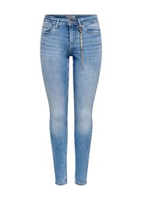 Skinny-fit-Jeans Only "ONLWAUW MID WAIST CHARM DNM", Damen, Gr. L (40), L&auml;nge 32, light blau denim, Denim/Jeans, Obermaterial: 92% Baumwolle, 6% Elastomultiester, 2% Elasthan, unifarben, skinny fit lang, Jeans Skinny-fit-Jeans, Baumwollmischung, skinny fit, mid waist, mit Charm-Anh&auml;nger