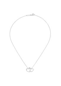 Collier "Collier zwei Herzen, mit wei&szlig;en Zirkonia, Silber 925", silber, Giorgio Martello MILANO, Halsketten, Damen, Silber 925 (Sterlingsilber), Collier