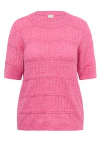 Strickpullover KAFFE CURVE "Damen Strickpullover KCminia", Damen, Gr. XL, pink power melange, Obermaterial: 78% Polyester PES. 13% Polyacryl PAN. 6% Wolle mw. 3% Elasthan EL., Pullover Strickpullover