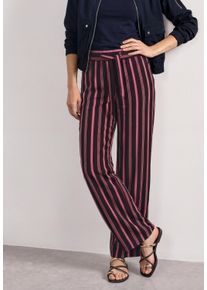 Stoffhose Street One "Style Emee", Damen, Gr. 44, L&auml;nge 30, schwarz clouded blush (l&auml;nge 30), Web, Obermaterial: 100% Viskose, gestreift, loose fit lang, Hosen Stoffhose, Sommerhose im Loose Fit / mit Streifen