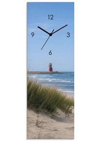 Wanduhr OTTO HOME "Leuchtturm in der Ferne", blau, B:20cm H:60cm T:2cm, Wanduhren, Wanduhr, wahlweise mit Quarz- oder Funkuhrwerk, lautlos ohne Tickger&auml;usche